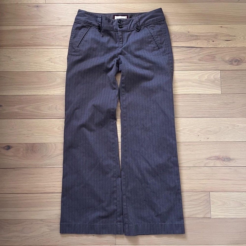 Vintage Y2k Esprit Pinstripe Low Rise Wide Leg Pants Gray Womens Sz 8 Academia
